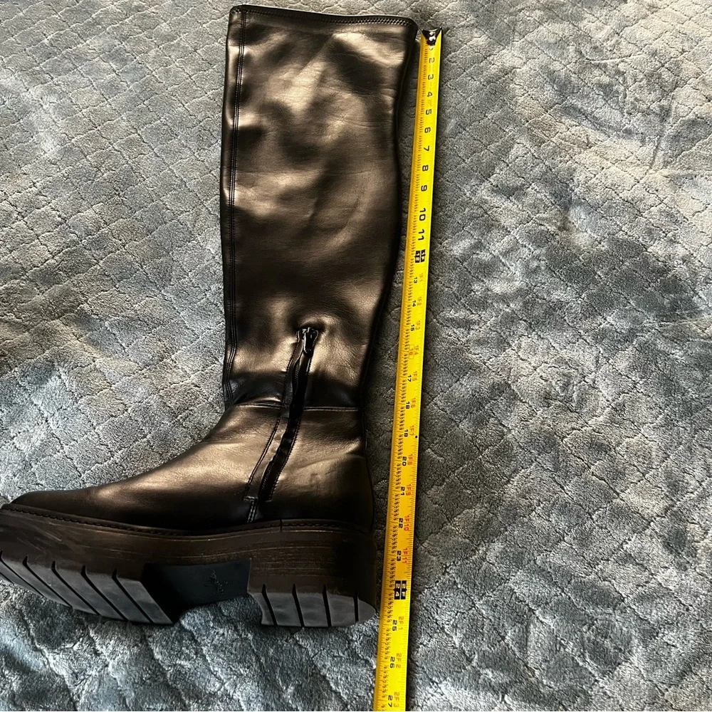 Sam Edelman Shiny Black Over the Knee‎ platform Moto bratz Boots 9